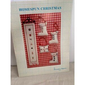 Homespun Christmas Cross Stitch Pattern Book Adorned With Festive Designs For St